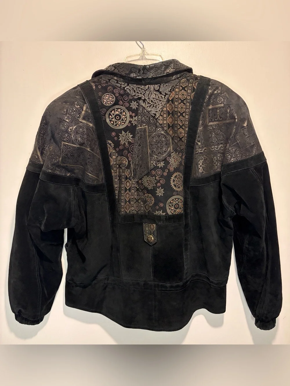 Winlit Genuine Leather Black Mixed Media Designs Western Aztec Full Zip SZ M